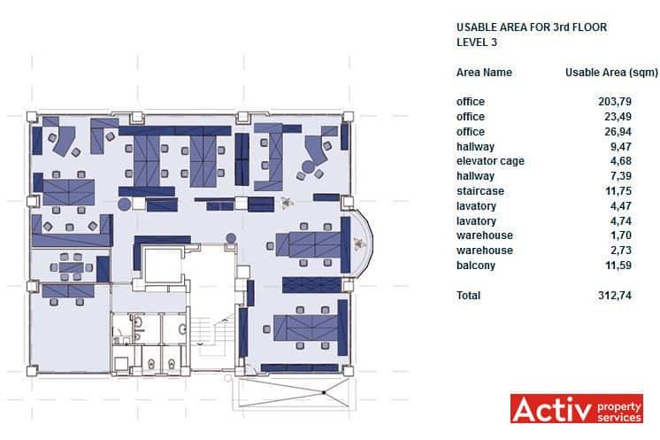 CASA STEGA spațiu de birouri nord metrou AVIATORILOR plan etaj
