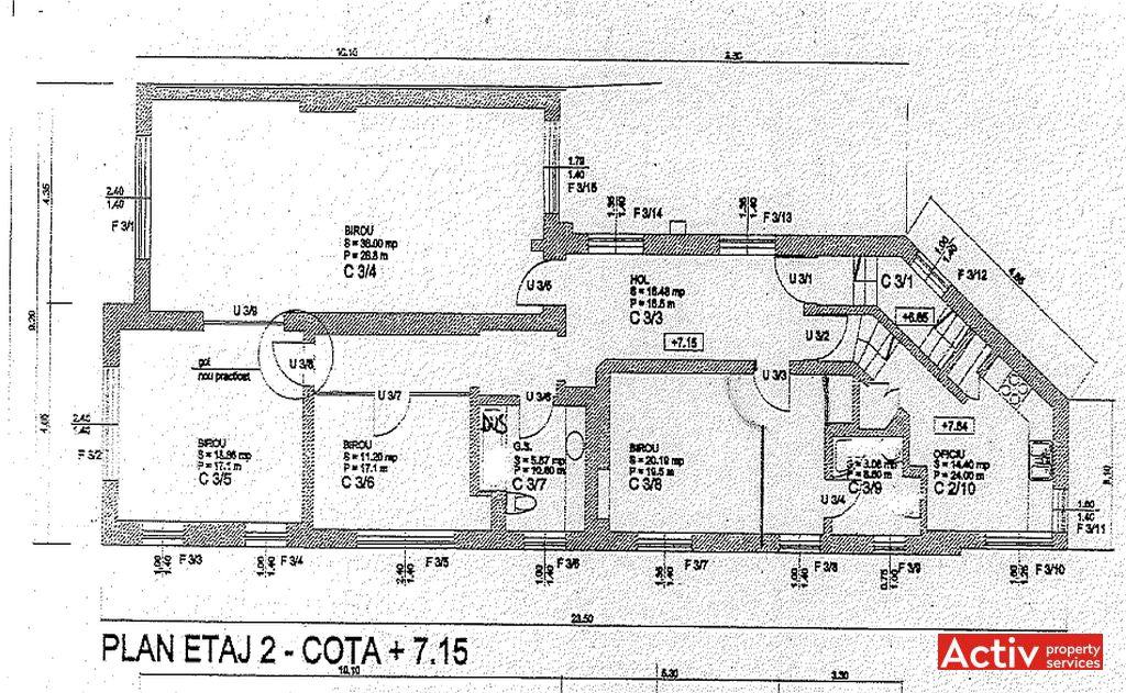 Constantin Noica 159 spatii de birouri Bucuresti central imagine plan etaj