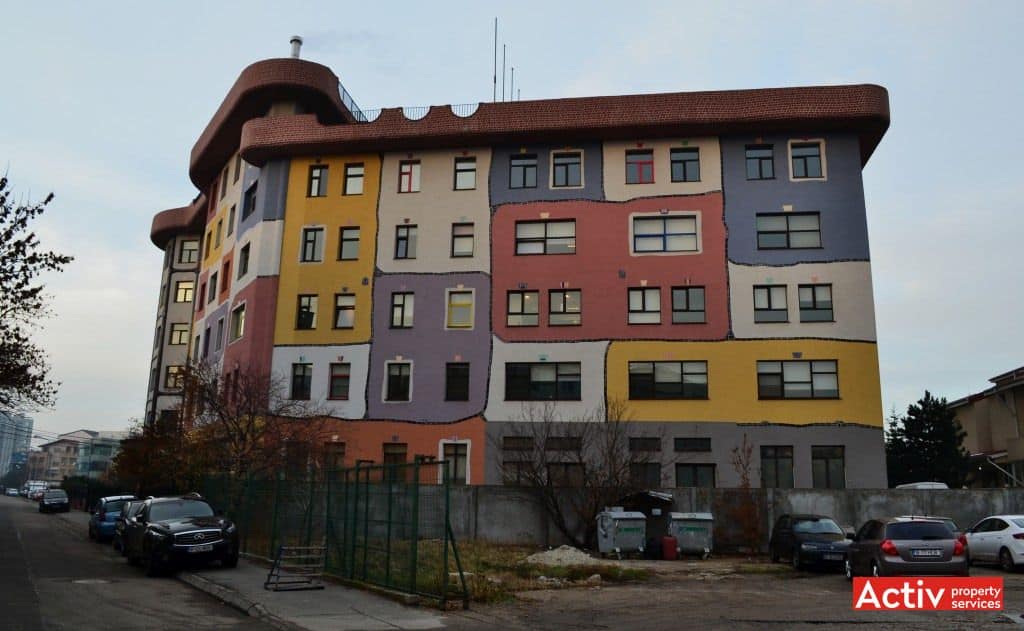 Hundertwasser House inchiriere spatii de birouri Bucuresti zona de nord poza laterala cladire