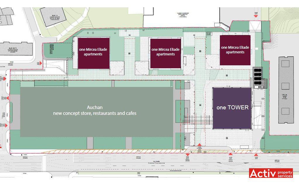 One Tower birouri de inchiriat Bucuresti Calea Floreasca site plan