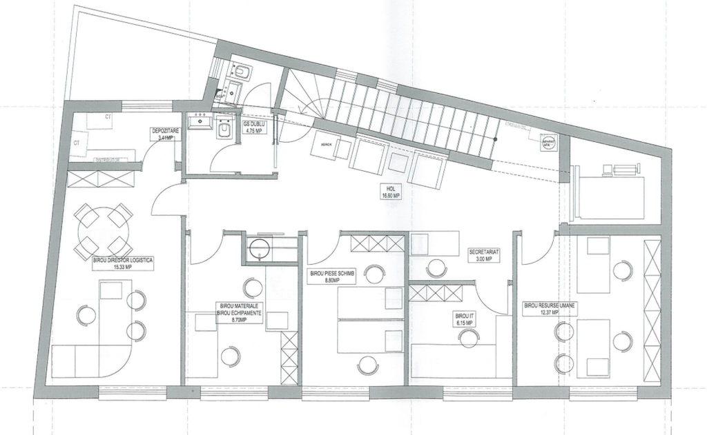 Spatii birouri de inchiriat Plantelor 62, plan