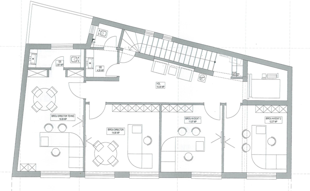 Spatii birouri de inchiriat Plantelor 62, plan