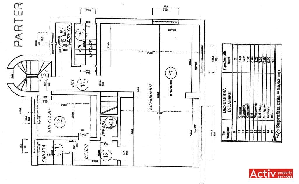 Primaverii 4 villa istorica de inchiriat Bucuresti zona Primaverii metrou Aviatorilor plan parter