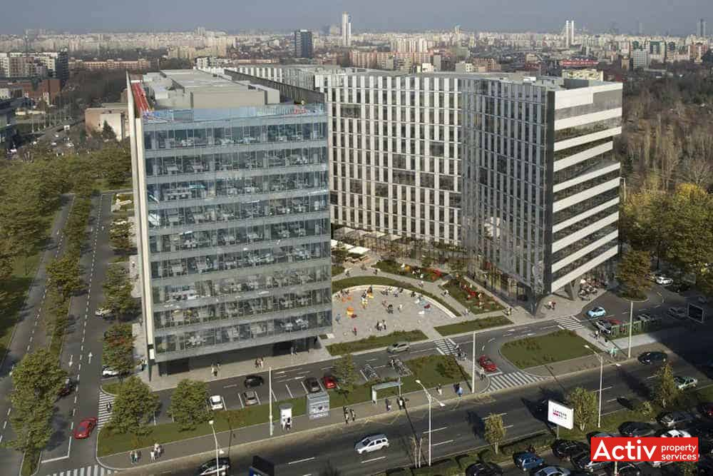 Campus 6 inchirieri birouri Bucuresti in cladire in constructie perspectiva aeriana dinspre Bulevardul Iuliu Maniu