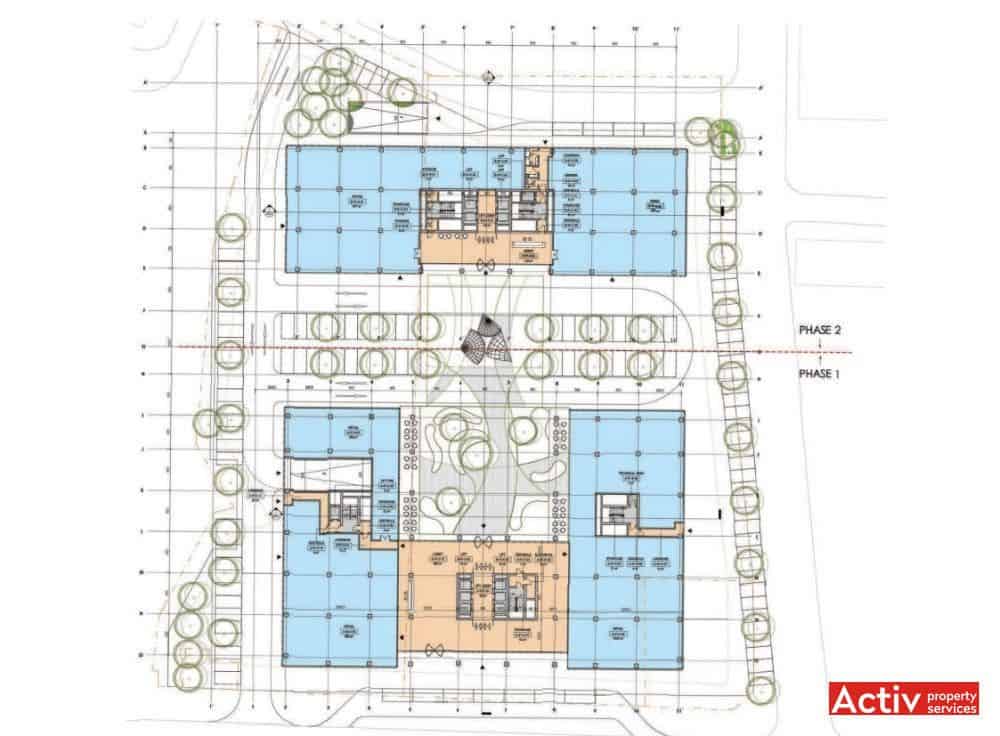 THE BRIDGE Building închirieri birouri București în zona Grozăvești lângă metrou - plan clădire