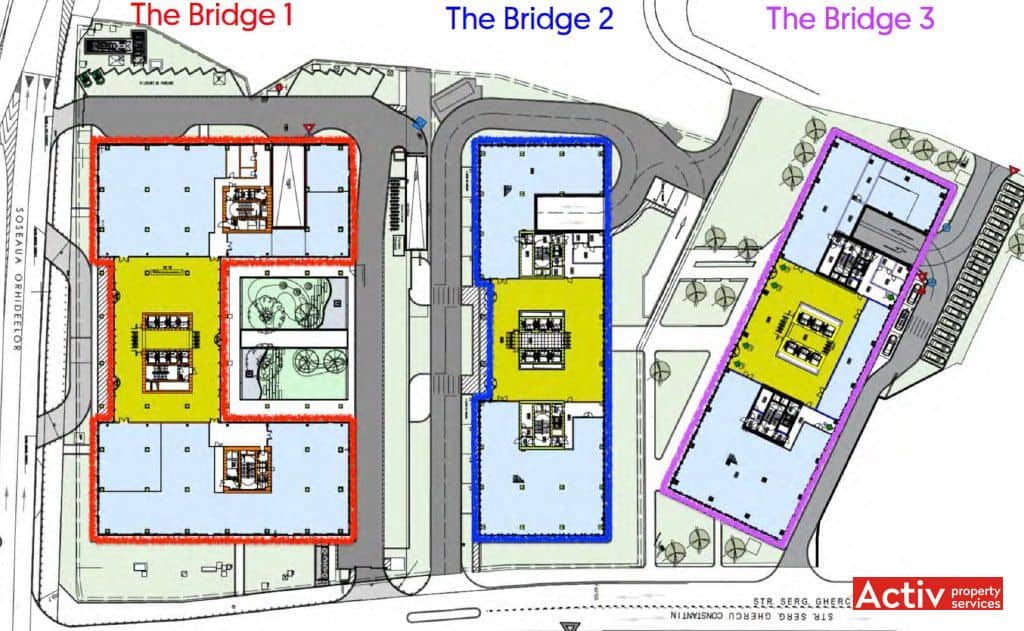 THE BRIDGE - cladirea 3 inchiriere spatii de birouri Bucuresti zona centrala plan general
