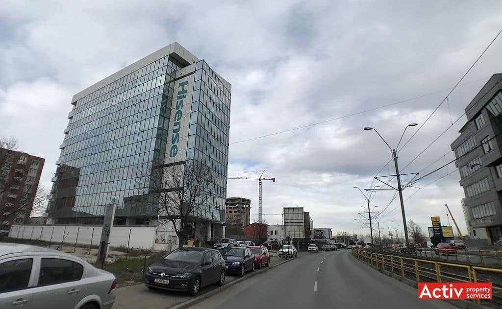 Virtuții Business Center închiriere birouri București, perspectiva dinspre Petrom strada Virtuții în apropiere metrou Petrache Poenaru și metrou Crângași
