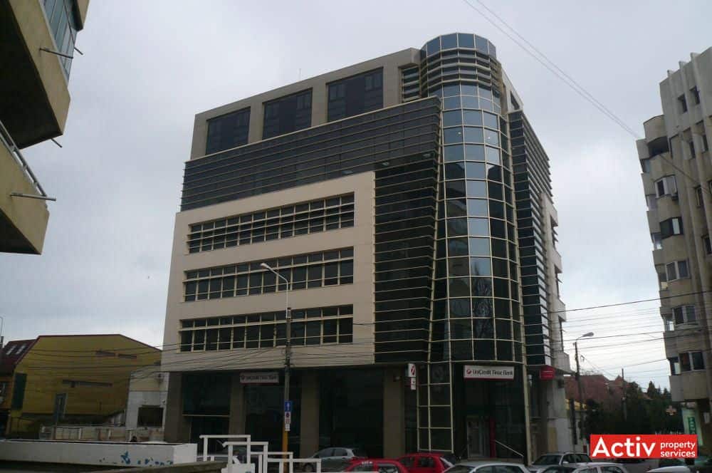 Tomis Business Center spații de birouri de închiriat în Constanța zonă centrală, vedere dinspre intersecția străzilor Mircea cel Bătrân cu strada Petru Vulcan