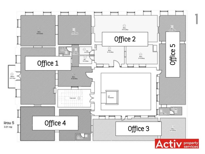 Unirii 13 spatii de birouri de inchiriat Timisoara central plan etaj